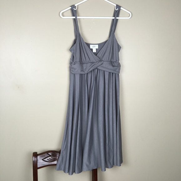 ATL Ann Taylor Loft KNIT SUNDRESS GRAY HIGH WAIST - Picture 2 of 7
